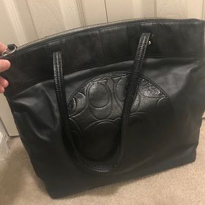 Coach leather black tote!
